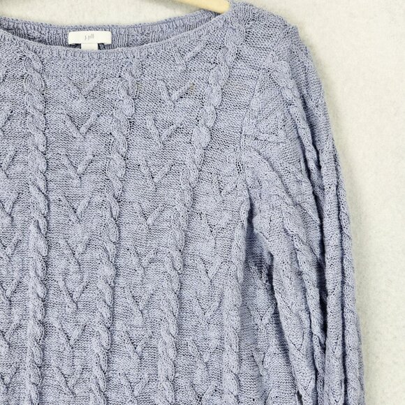 J Jill Sweater Womens Medium Purple Cable Knit Long Sleeve Boat Neck Pullover - Picture 2 of 10